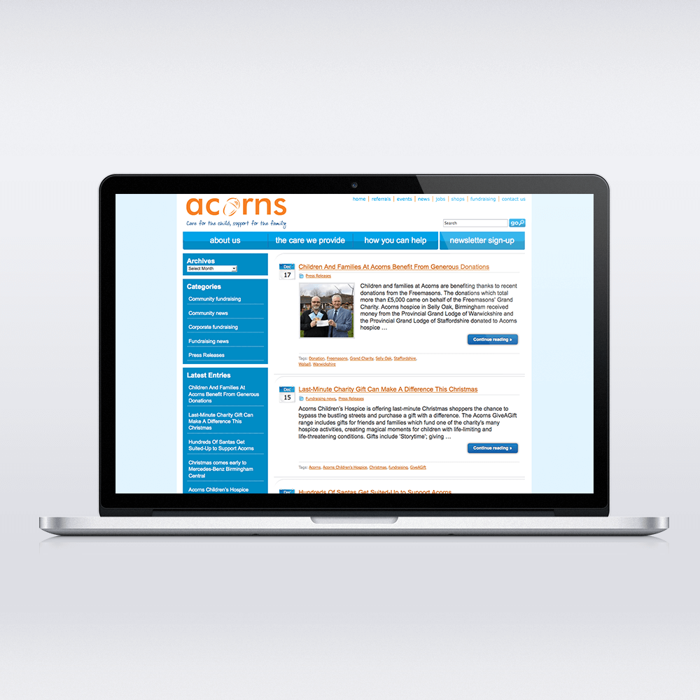 Acorns WordPress Blog Development