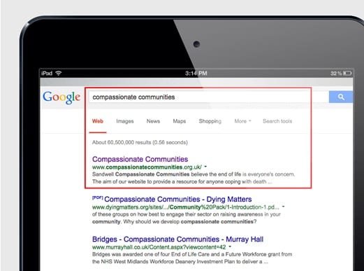 Compassionate communities seo results
