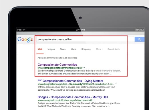 Compassionate Communities SEO results