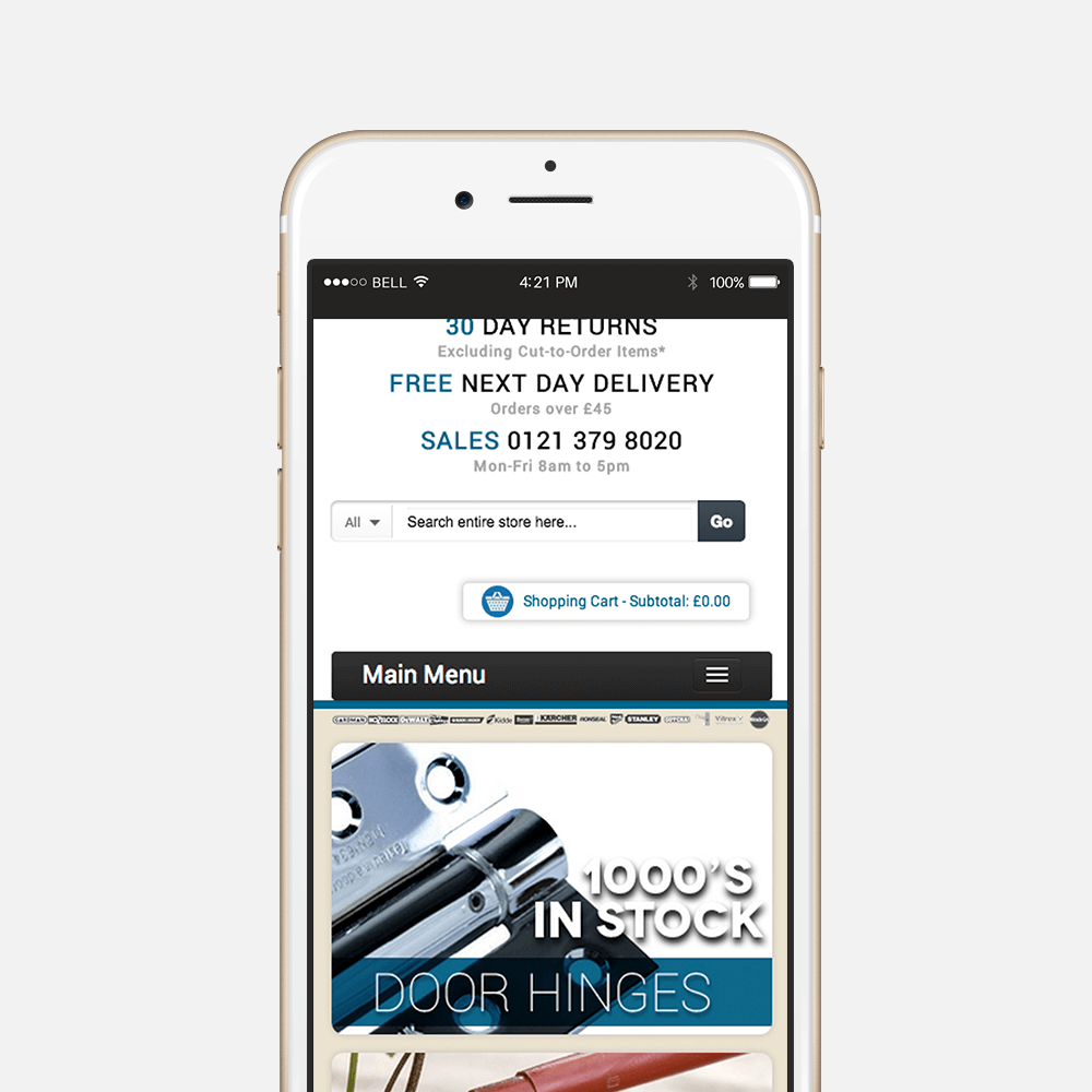 Ironmongery Online responsive online shop design