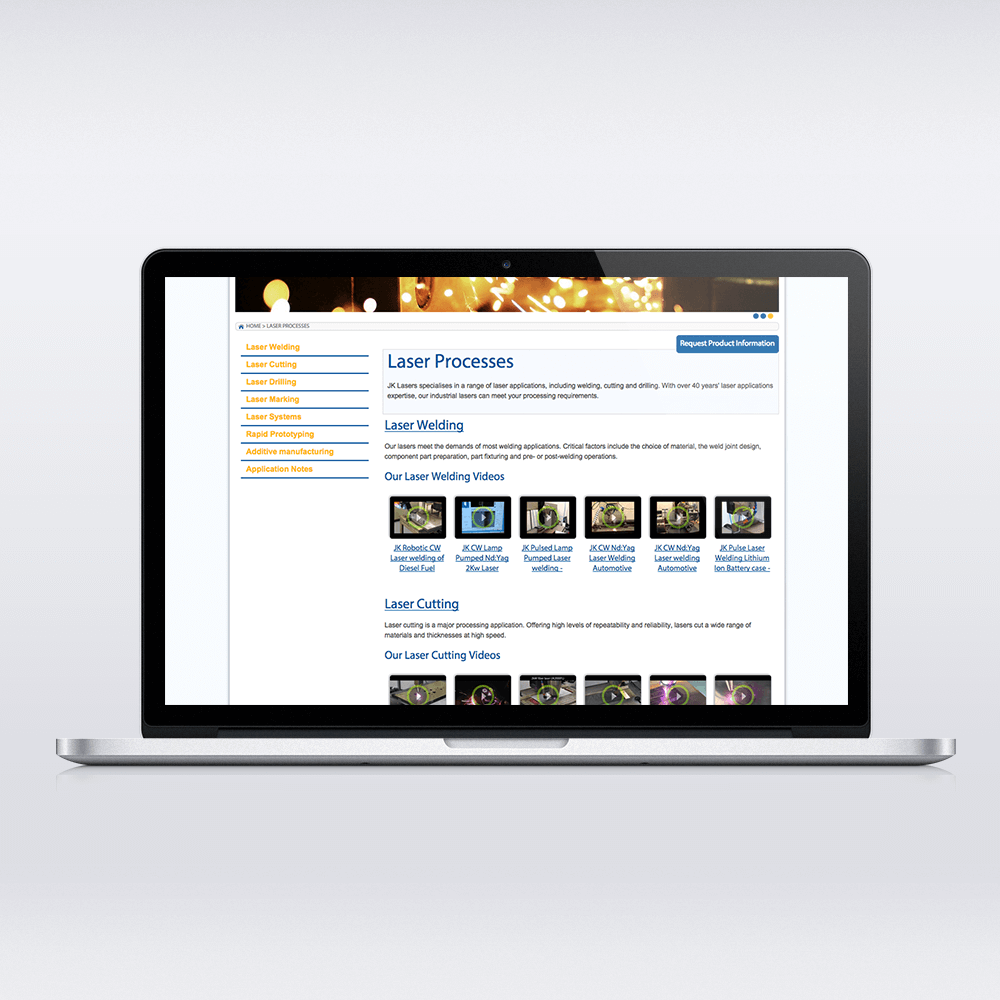 JK Lasers Joomla Development