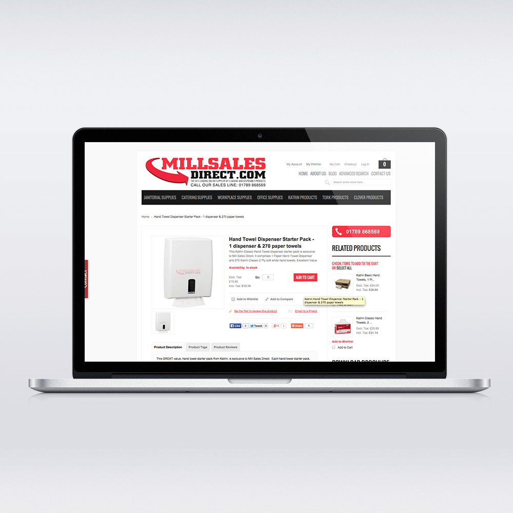 Mill Sales Direct Magento Design - Product page