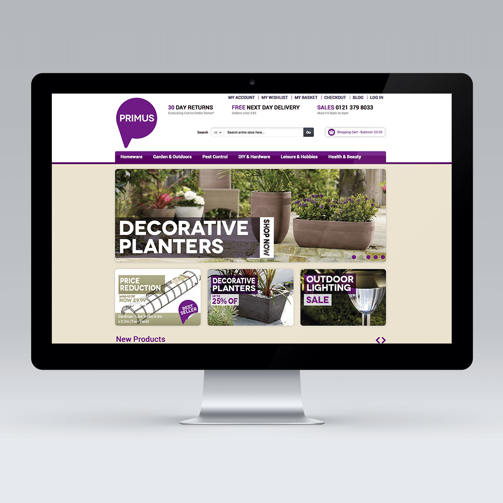 Bespoke Magento theme design and development for homewares retailer PRIMUS