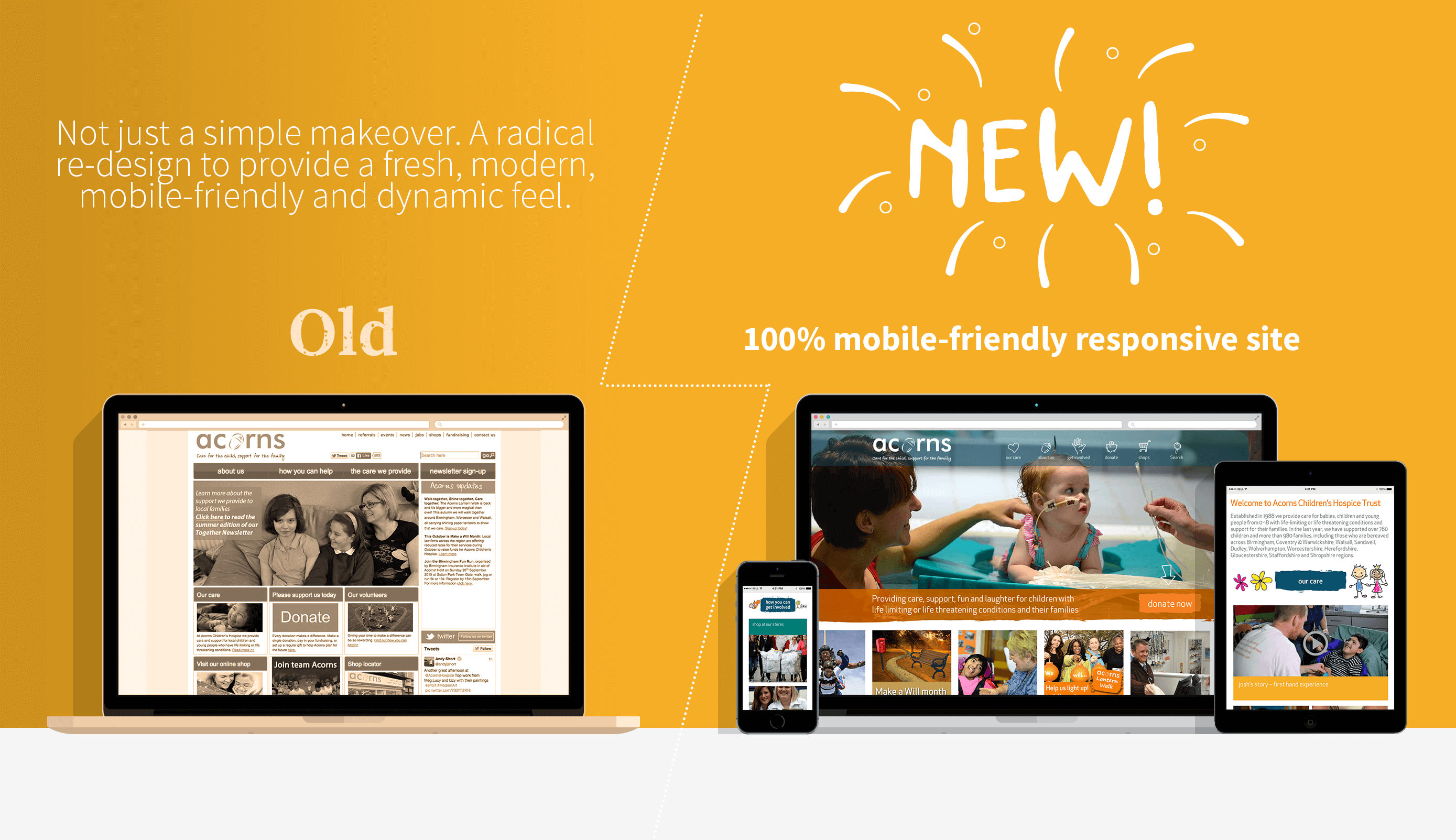 2010 to 2015 transition of Acorns website