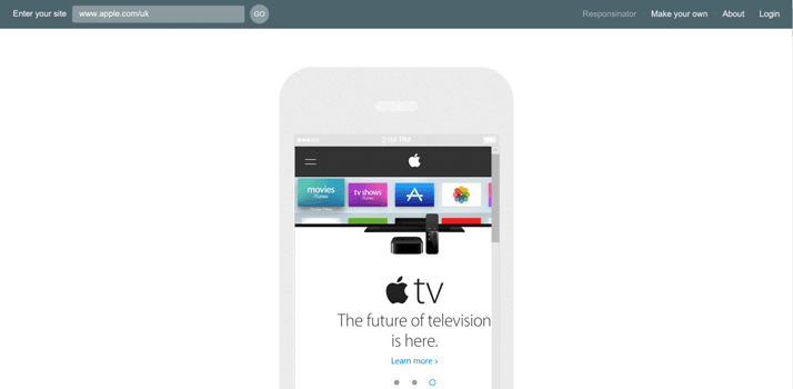 Responsinator view of www.apple.com/uk