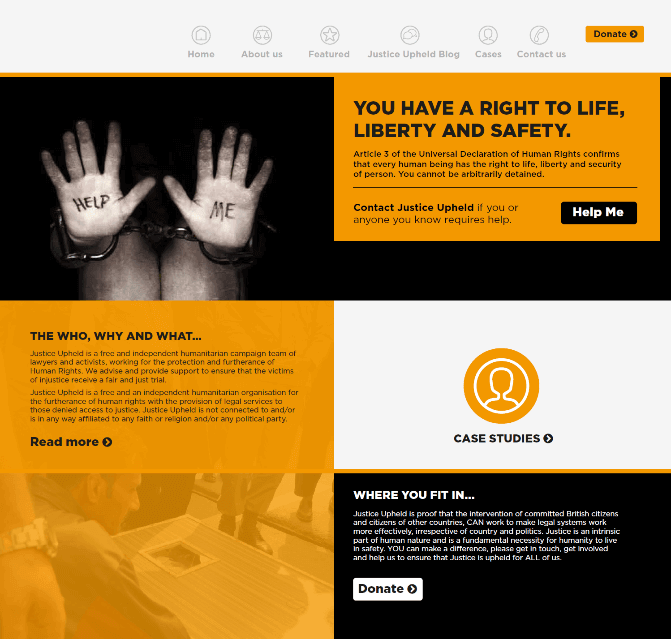 Bespoke wordpress website design for justice upheld