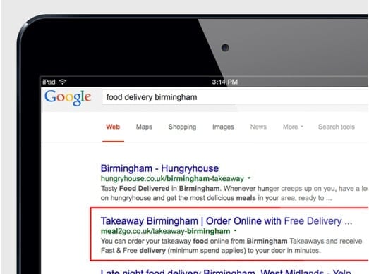 Meal2Go SEO - takeaway delivery