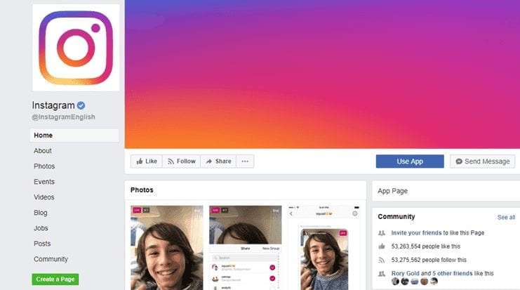 Instagram’s Facebook page - unleash Facebook's potential in your business