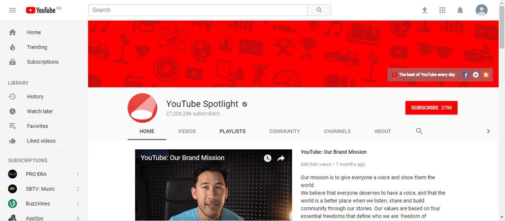 YouTube’s own YouTube page - what can you create in your business?