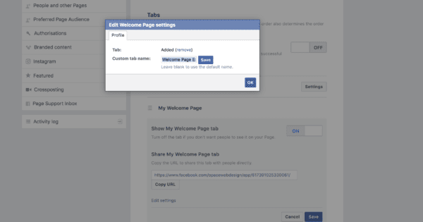 Changing a custom Facebook tab name