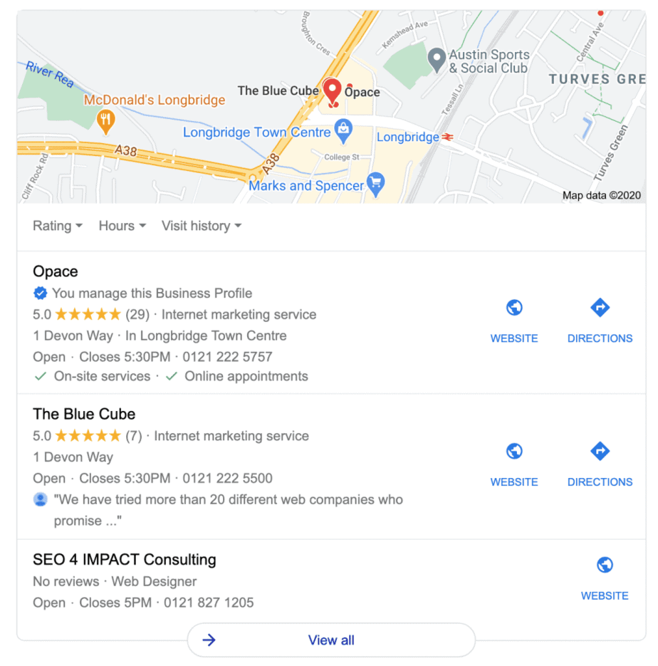 SERP Feature – local results