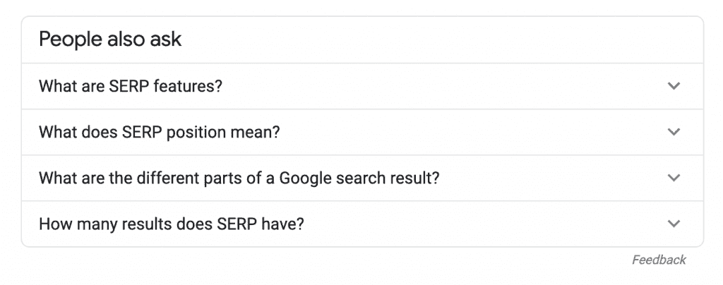 SERP Feature – people also ask