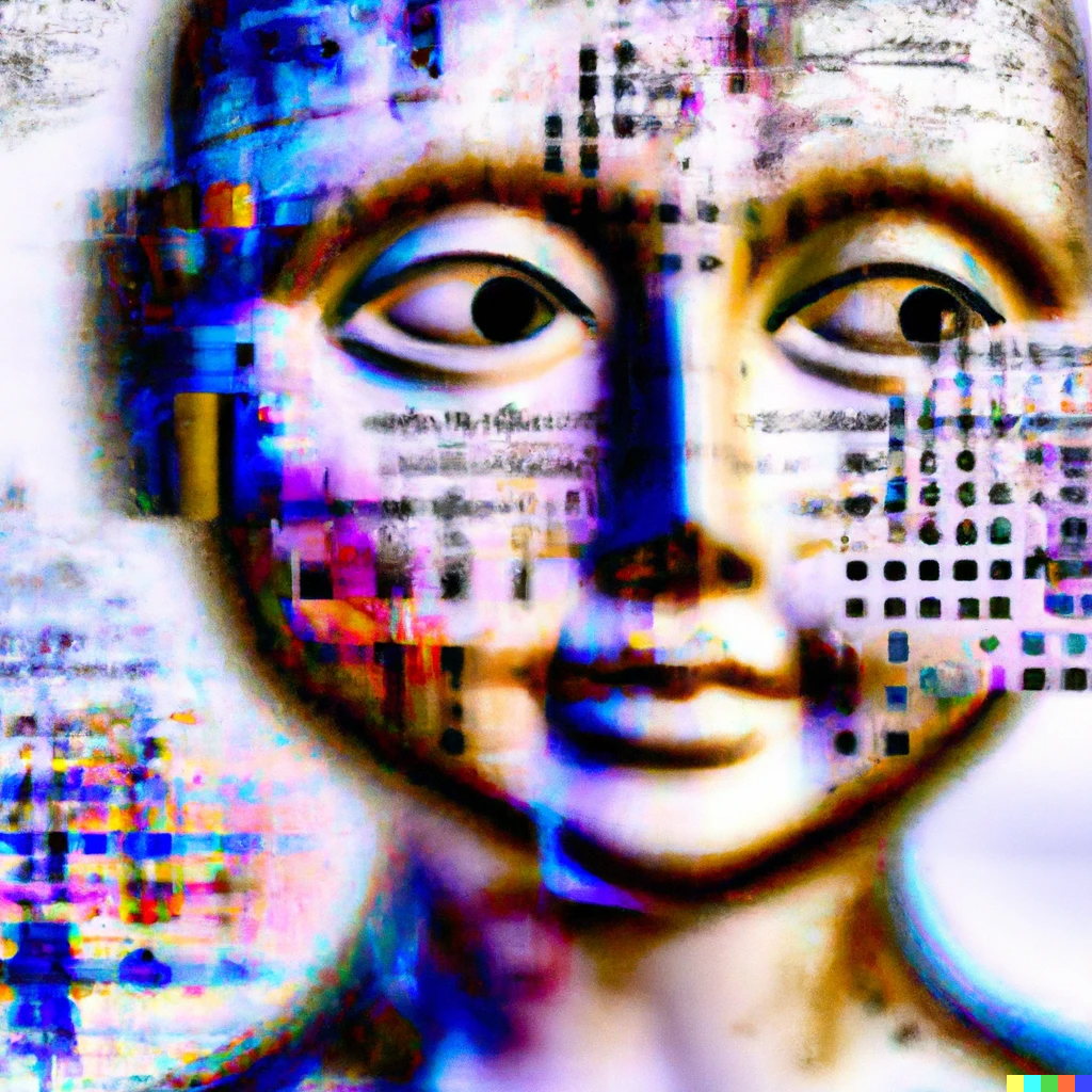 Dall-E, create an abstract image that explores the complexities and challenges of ethical considerations in the use of artificial intelligence.