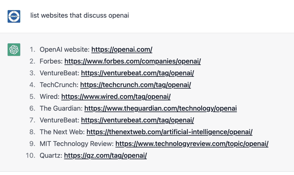 list websites that discuss OpenAI