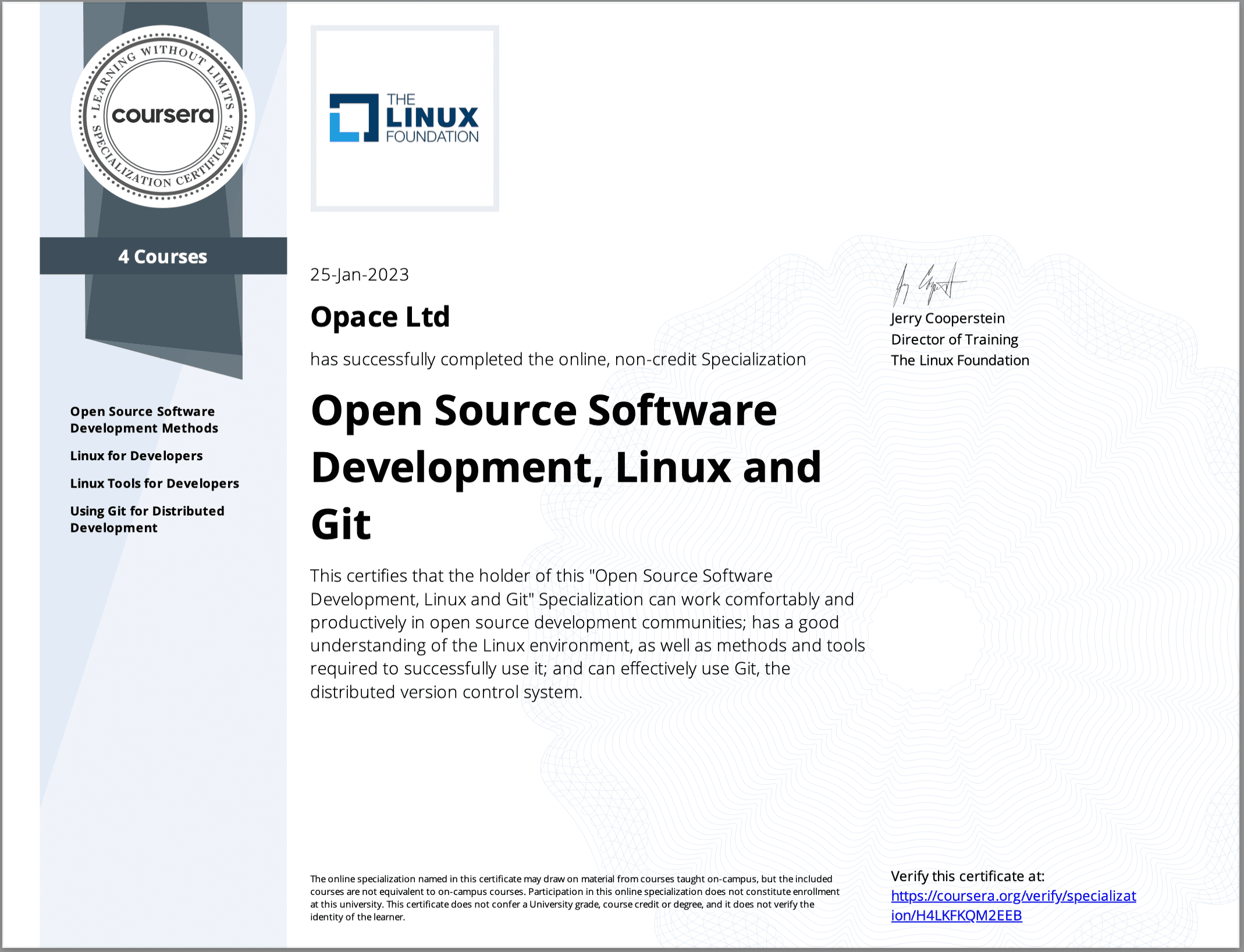 Open Source eCommerce development certificate