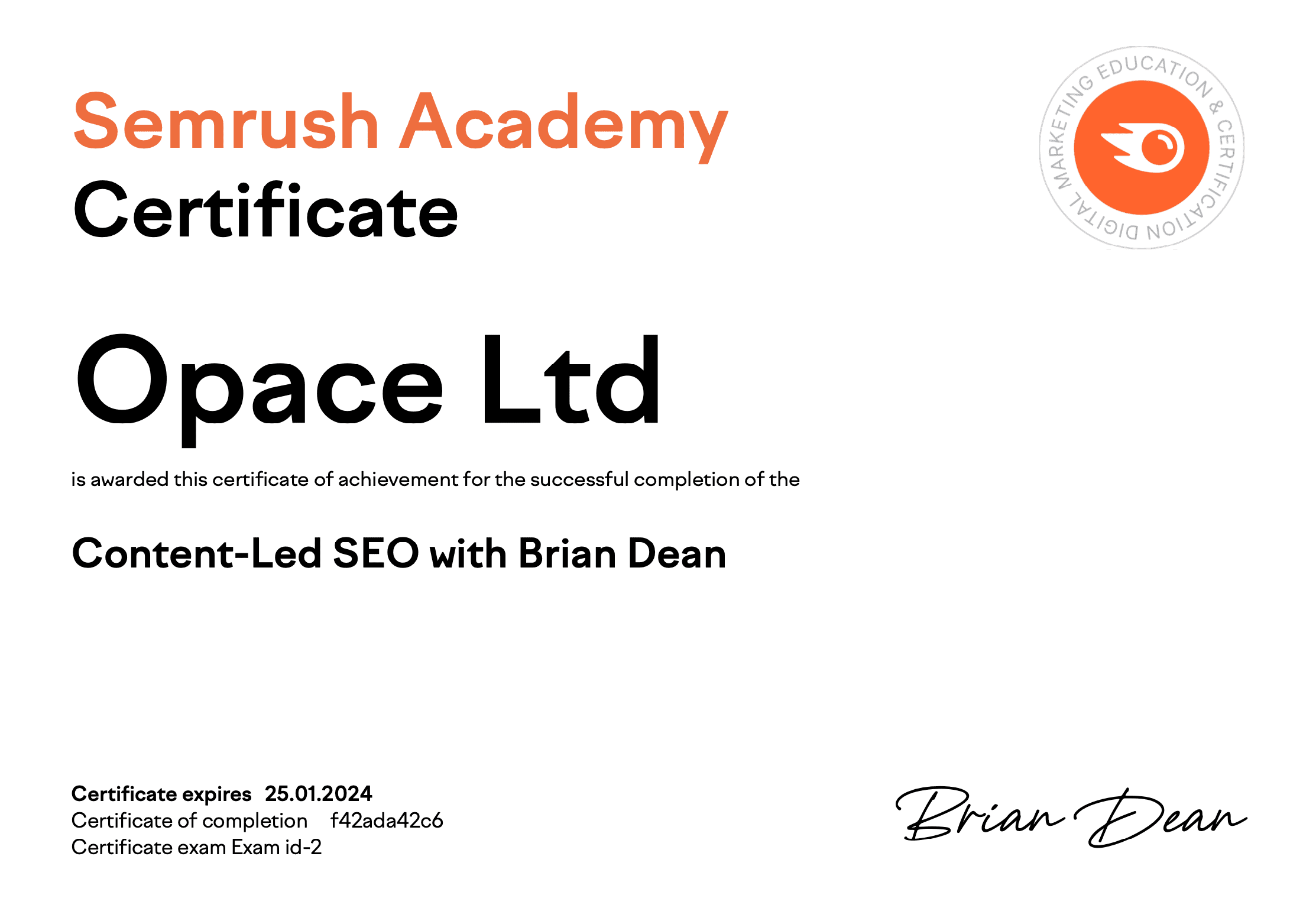 Seo certifications from semrush academy