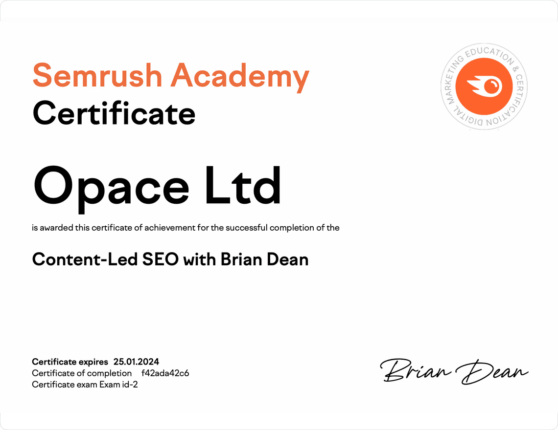 Semrush academy SEO certified